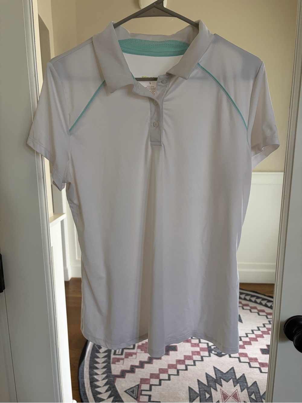tek gear White Polo Shirt with Teal Trim